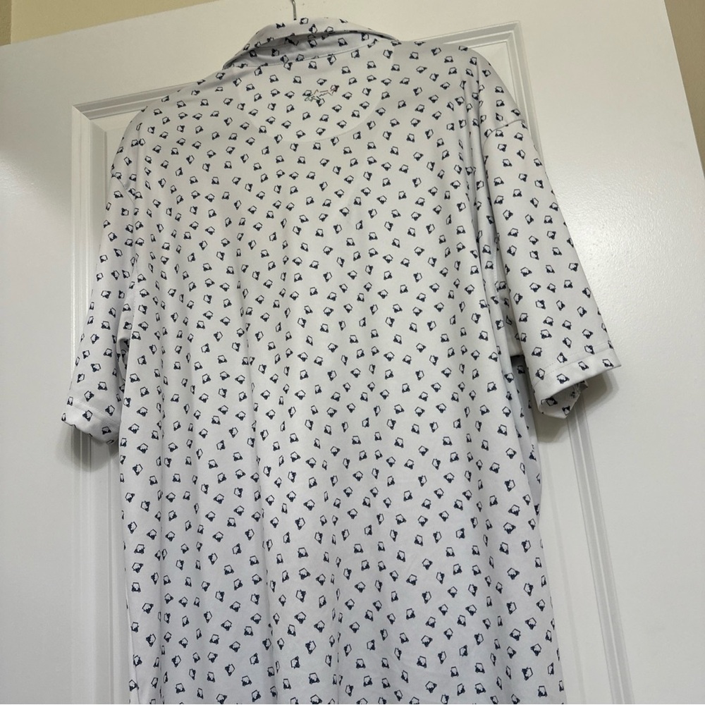 Greg Norman Collection White and Black Patterned Polo - Picture 4 of 5